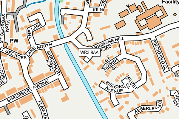 WR3 8AA map - OS OpenMap – Local (Ordnance Survey)