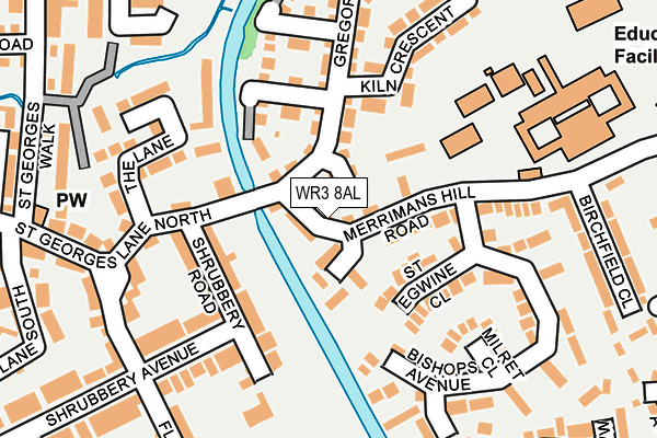 WR3 8AL map - OS OpenMap – Local (Ordnance Survey)