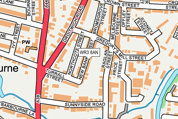 WR3 8AN map - OS OpenMap – Local (Ordnance Survey)