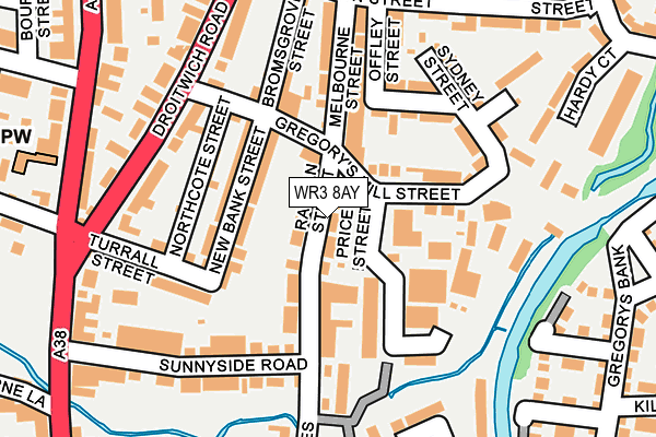 WR3 8AY map - OS OpenMap – Local (Ordnance Survey)