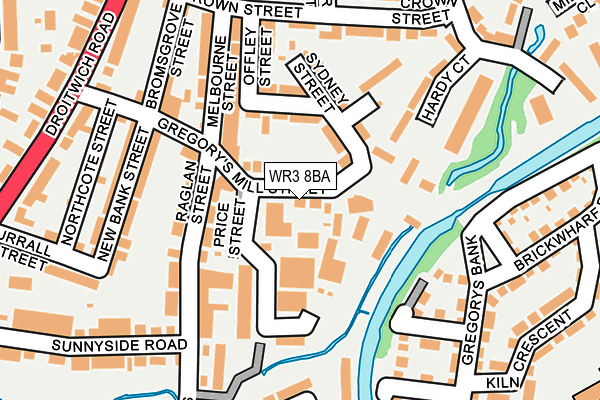 WR3 8BA map - OS OpenMap – Local (Ordnance Survey)