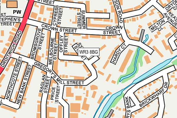 WR3 8BG map - OS OpenMap – Local (Ordnance Survey)