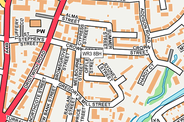 WR3 8BH map - OS OpenMap – Local (Ordnance Survey)