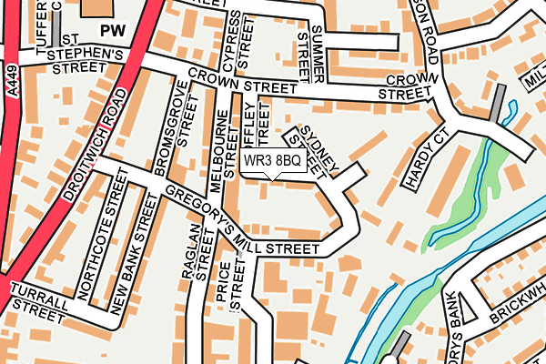 WR3 8BQ map - OS OpenMap – Local (Ordnance Survey)