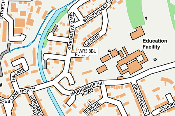 WR3 8BU map - OS OpenMap – Local (Ordnance Survey)