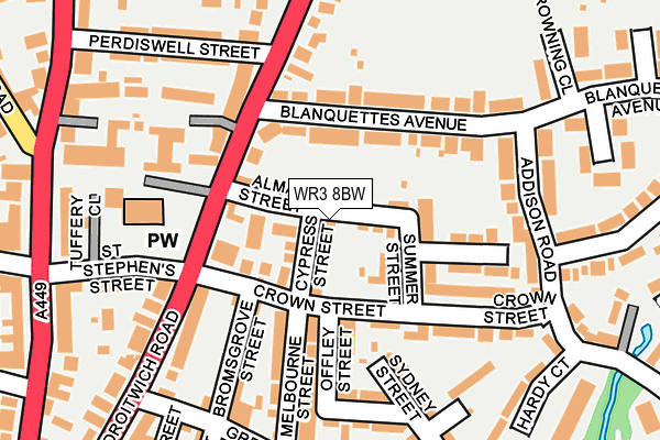 WR3 8BW map - OS OpenMap – Local (Ordnance Survey)