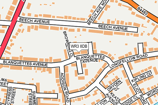 WR3 8DB map - OS OpenMap – Local (Ordnance Survey)