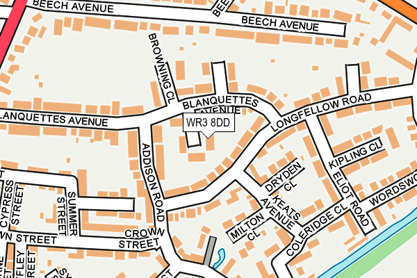 WR3 8DD map - OS OpenMap – Local (Ordnance Survey)