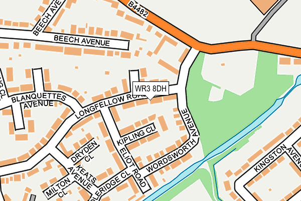 WR3 8DH map - OS OpenMap – Local (Ordnance Survey)