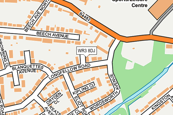WR3 8DJ map - OS OpenMap – Local (Ordnance Survey)