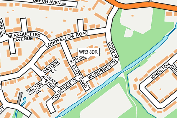 WR3 8DR map - OS OpenMap – Local (Ordnance Survey)