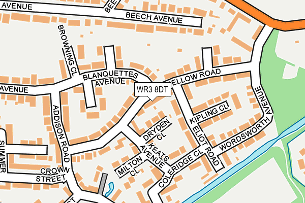 WR3 8DT map - OS OpenMap – Local (Ordnance Survey)