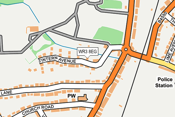 WR3 8EG map - OS OpenMap – Local (Ordnance Survey)