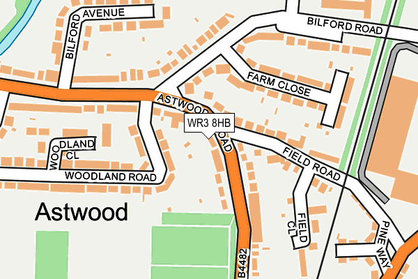 WR3 8HB map - OS OpenMap – Local (Ordnance Survey)