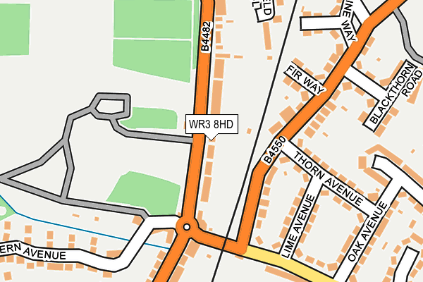 WR3 8HD map - OS OpenMap – Local (Ordnance Survey)