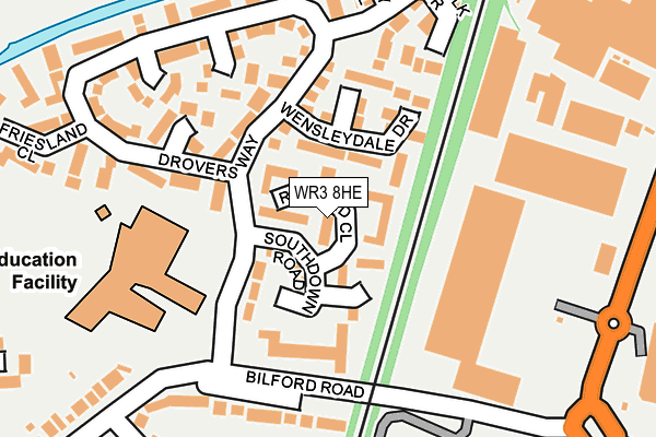 WR3 8HE map - OS OpenMap – Local (Ordnance Survey)