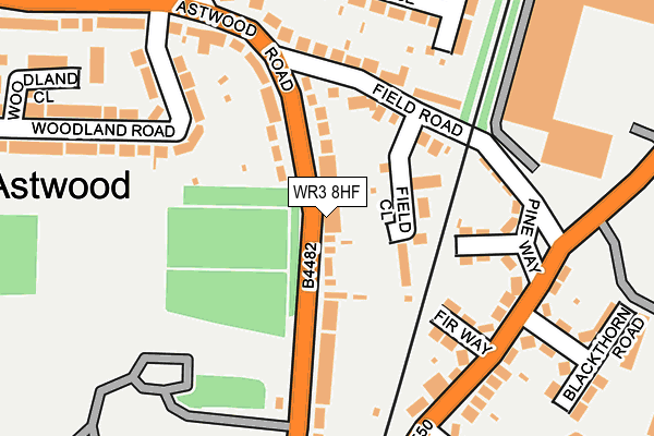 WR3 8HF map - OS OpenMap – Local (Ordnance Survey)