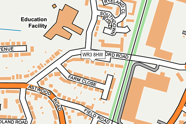 WR3 8HW map - OS OpenMap – Local (Ordnance Survey)