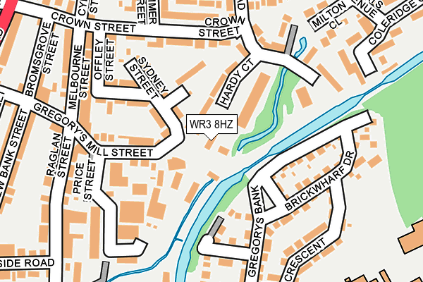 WR3 8HZ map - OS OpenMap – Local (Ordnance Survey)