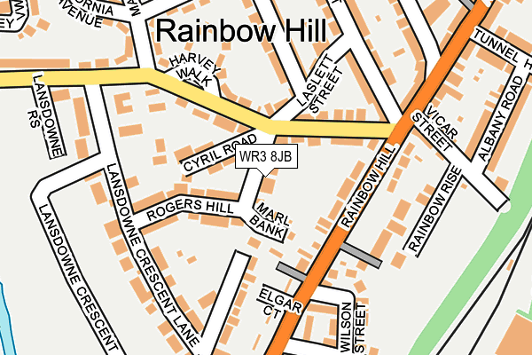 WR3 8JB map - OS OpenMap – Local (Ordnance Survey)