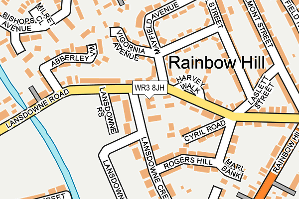 WR3 8JH map - OS OpenMap – Local (Ordnance Survey)