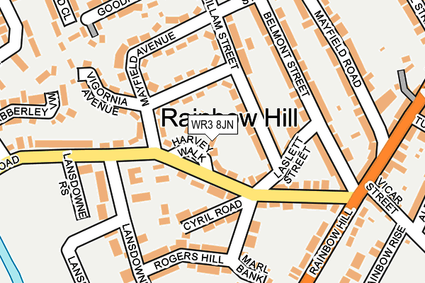 WR3 8JN map - OS OpenMap – Local (Ordnance Survey)
