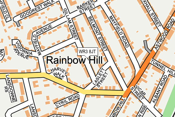 WR3 8JT map - OS OpenMap – Local (Ordnance Survey)