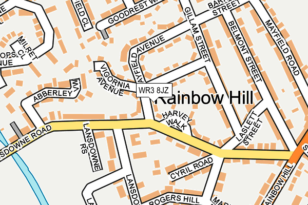 WR3 8JZ map - OS OpenMap – Local (Ordnance Survey)