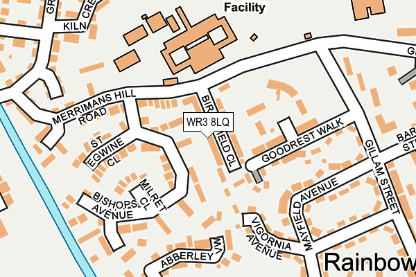 WR3 8LQ map - OS OpenMap – Local (Ordnance Survey)