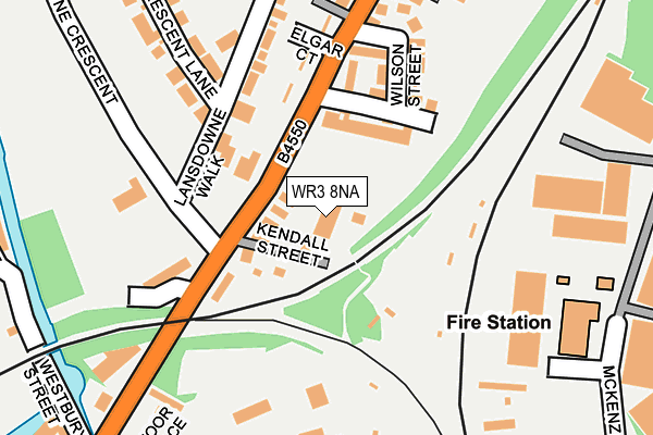 WR3 8NA map - OS OpenMap – Local (Ordnance Survey)