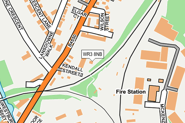 WR3 8NB map - OS OpenMap – Local (Ordnance Survey)