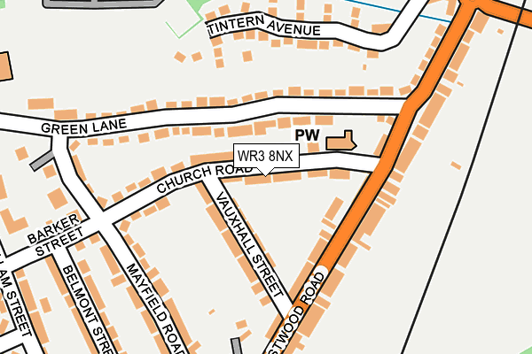 WR3 8NX map - OS OpenMap – Local (Ordnance Survey)
