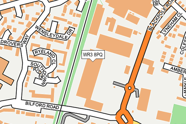 WR3 8PQ map - OS OpenMap – Local (Ordnance Survey)