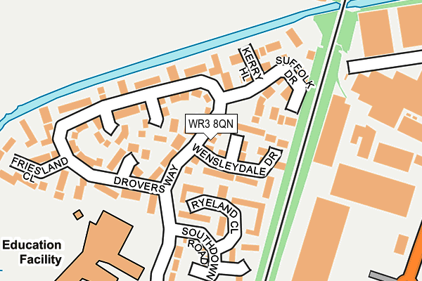 WR3 8QN map - OS OpenMap – Local (Ordnance Survey)