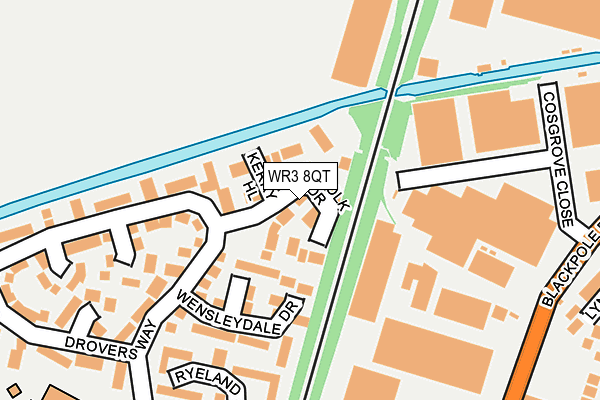 WR3 8QT map - OS OpenMap – Local (Ordnance Survey)