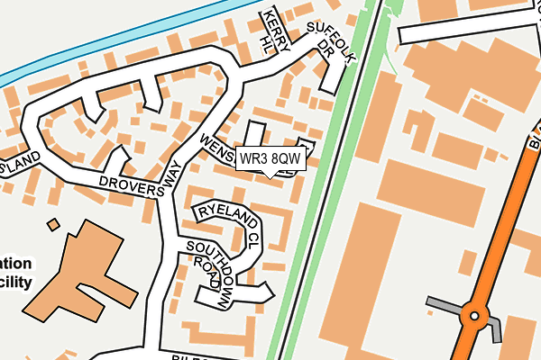 WR3 8QW map - OS OpenMap – Local (Ordnance Survey)