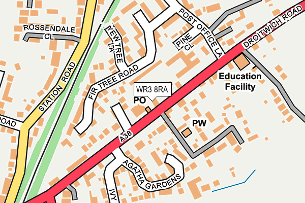 WR3 8RA map - OS OpenMap – Local (Ordnance Survey)