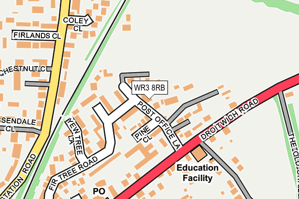 WR3 8RB map - OS OpenMap – Local (Ordnance Survey)