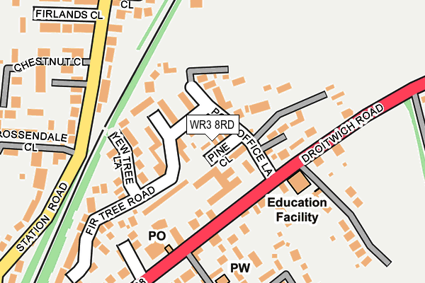 WR3 8RD map - OS OpenMap – Local (Ordnance Survey)