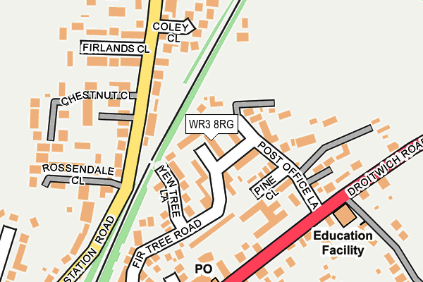WR3 8RG map - OS OpenMap – Local (Ordnance Survey)
