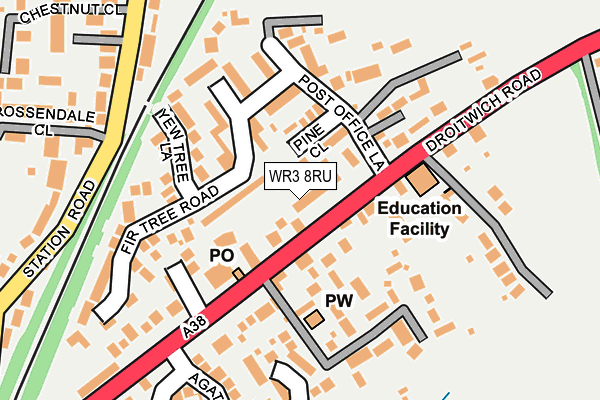 WR3 8RU map - OS OpenMap – Local (Ordnance Survey)