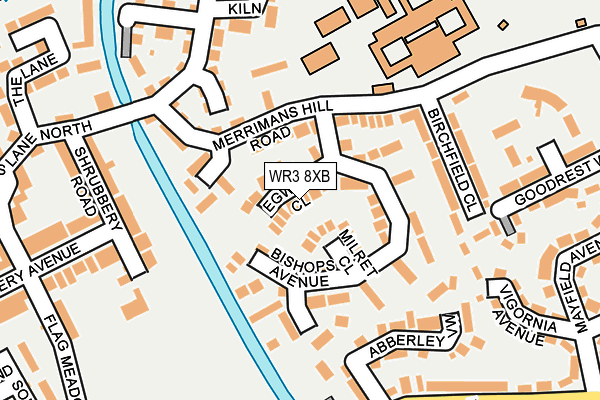 WR3 8XB map - OS OpenMap – Local (Ordnance Survey)