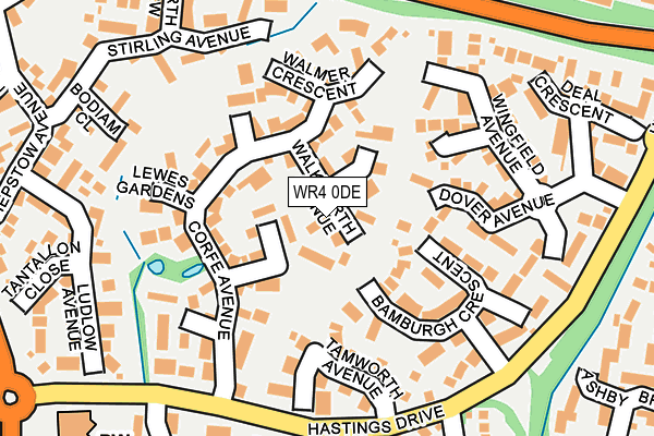 WR4 0DE map - OS OpenMap – Local (Ordnance Survey)