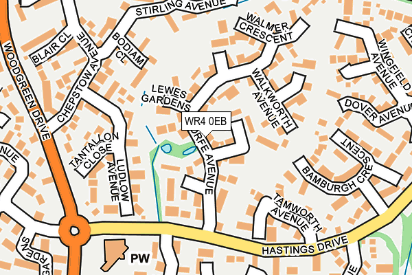 WR4 0EB map - OS OpenMap – Local (Ordnance Survey)
