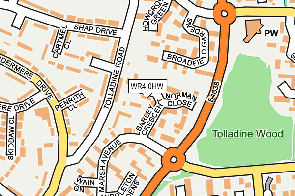 WR4 0HW map - OS OpenMap – Local (Ordnance Survey)