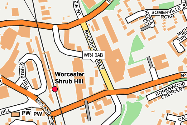 WR4 9AB map - OS OpenMap – Local (Ordnance Survey)