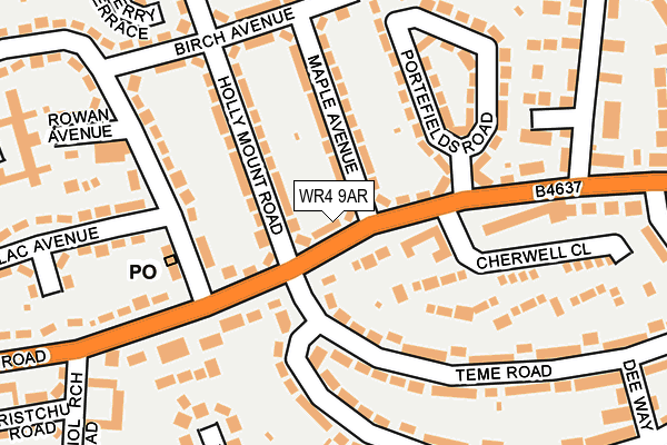 WR4 9AR map - OS OpenMap – Local (Ordnance Survey)