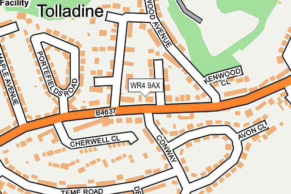 WR4 9AX map - OS OpenMap – Local (Ordnance Survey)