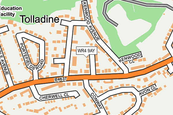 WR4 9AY map - OS OpenMap – Local (Ordnance Survey)