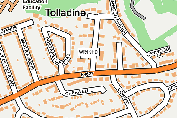 WR4 9HD map - OS OpenMap – Local (Ordnance Survey)